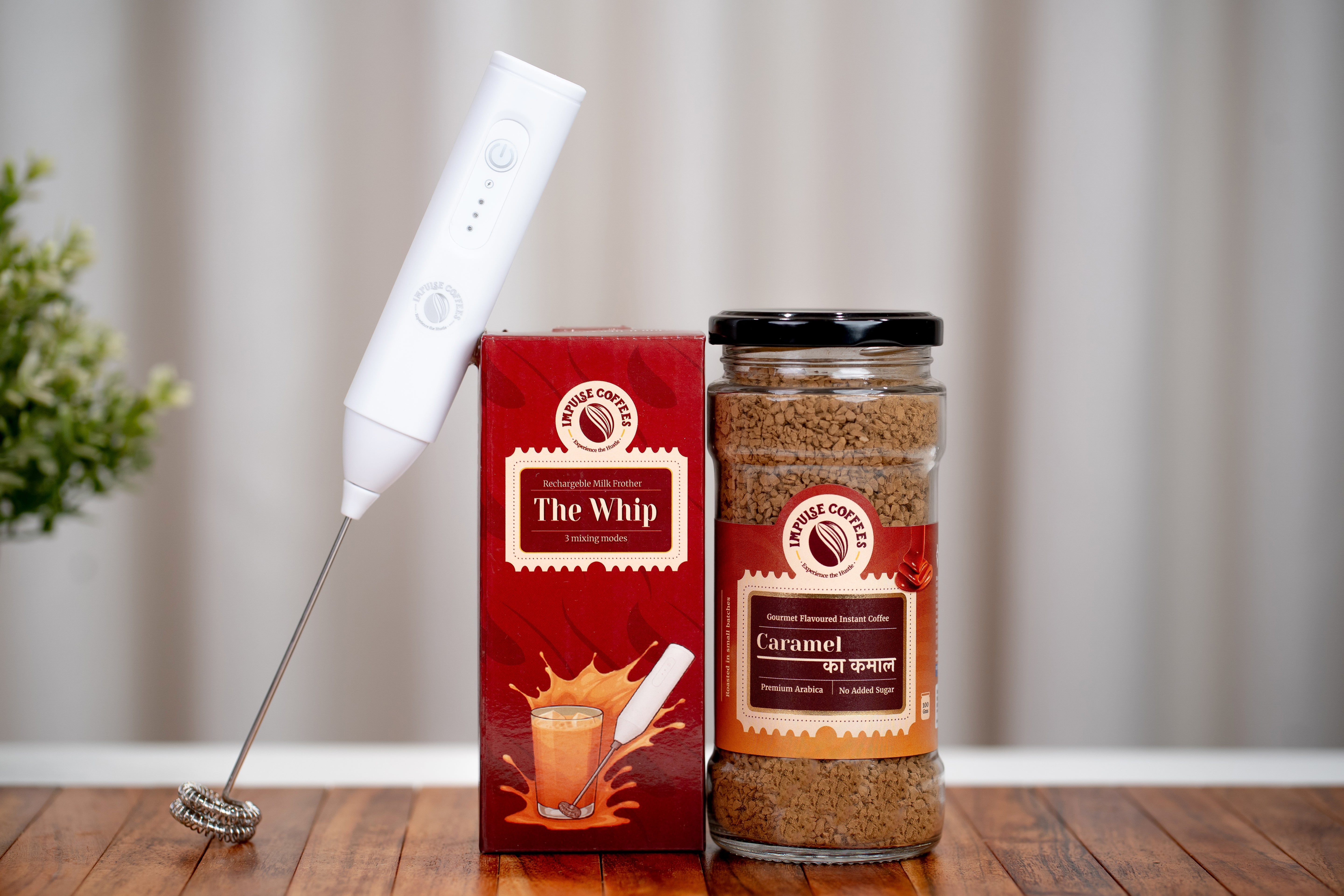 Caramel Whip Trip | Caramel Ka Kamal 100gms + The Whip | Home Rechargeable Milk Frother & Coffee Whisker