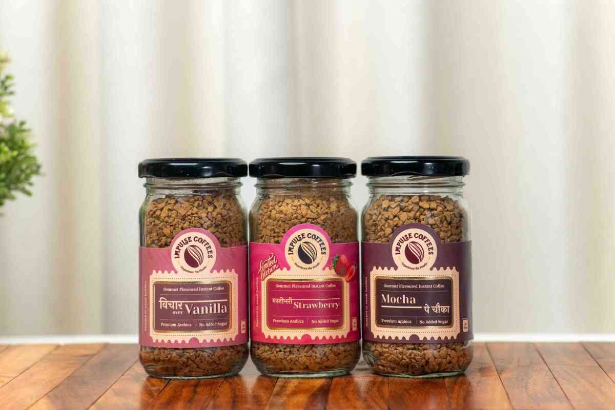 Mastibhari Strawberry Coffee Powder 50 gms jar + Mocha pe Chauka Coffee Powder 50 gms jar + Vichaar over Vanilla coffee powder 50 gms jar