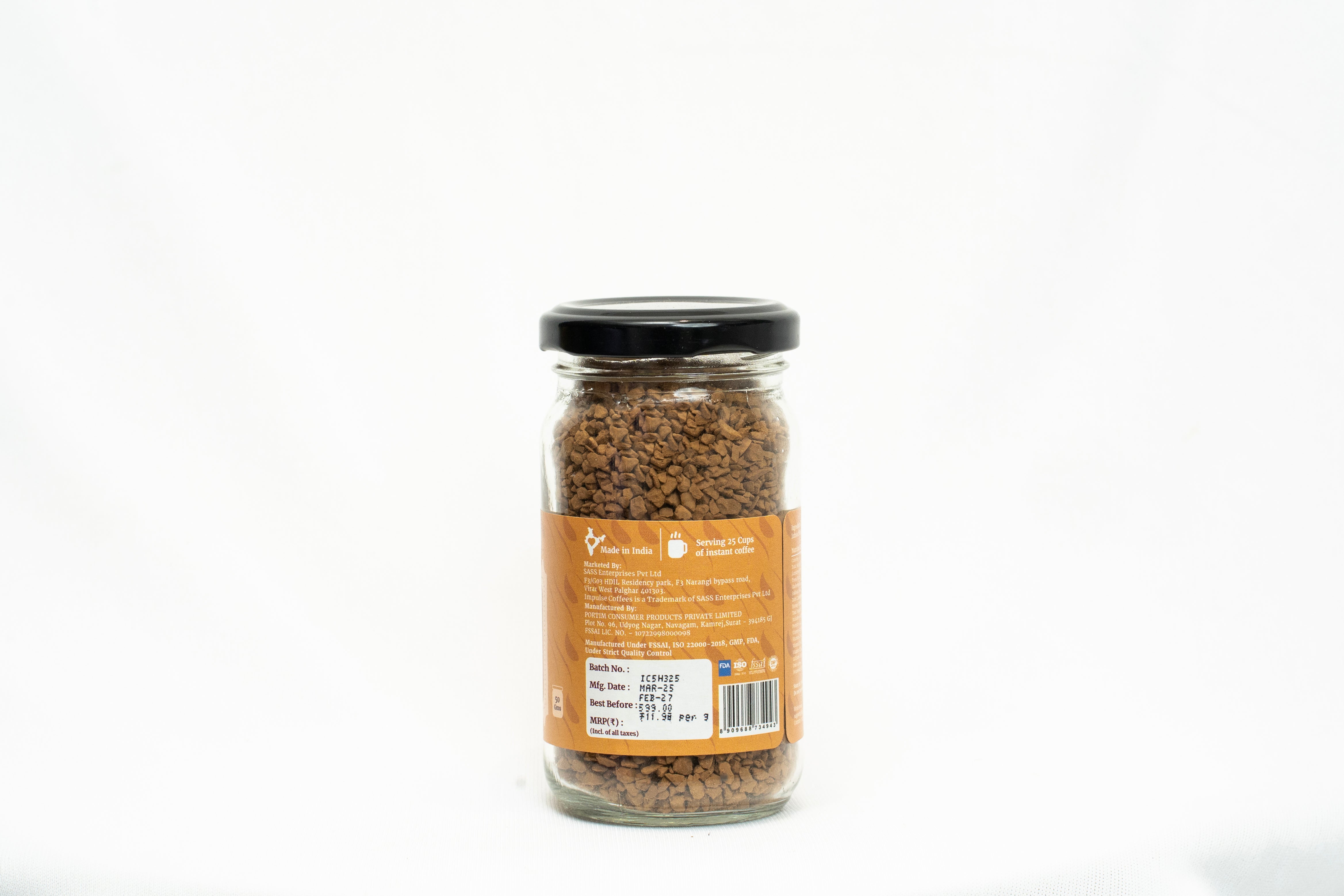 Nutkhat Hazelnut 50g jar by Impulse Coffees showing Mfg date and pricing