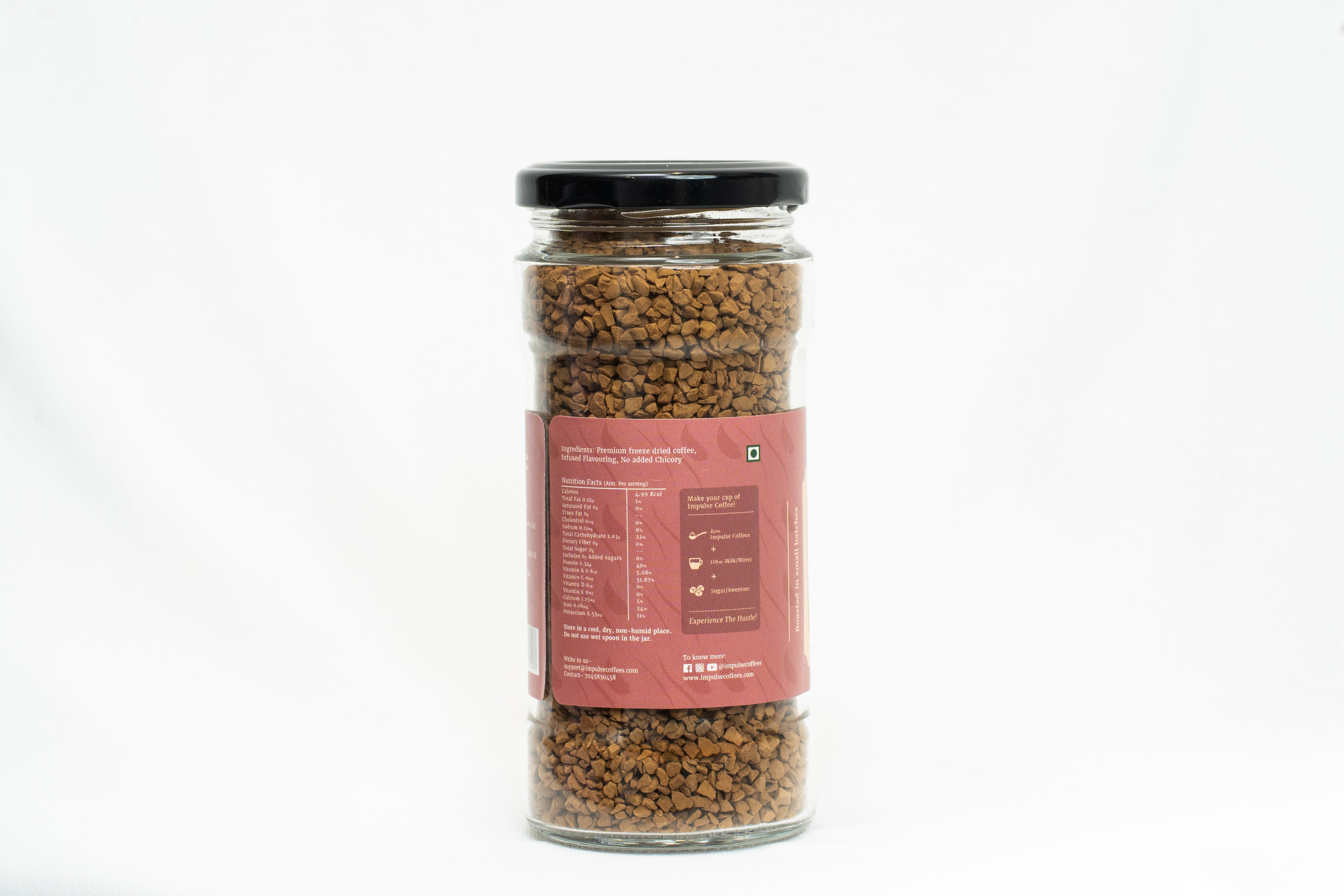 Vichaar over vanilla 100gms jar by Impulse Coffees showing all the ingredients and other details on the label