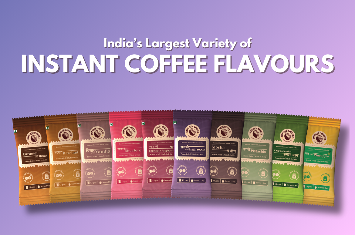 Impulse Coffees PACK OF 30 Assorted Box | Flavoured Instant Coffee Sachets | Freeze Dried Arabica Coffee