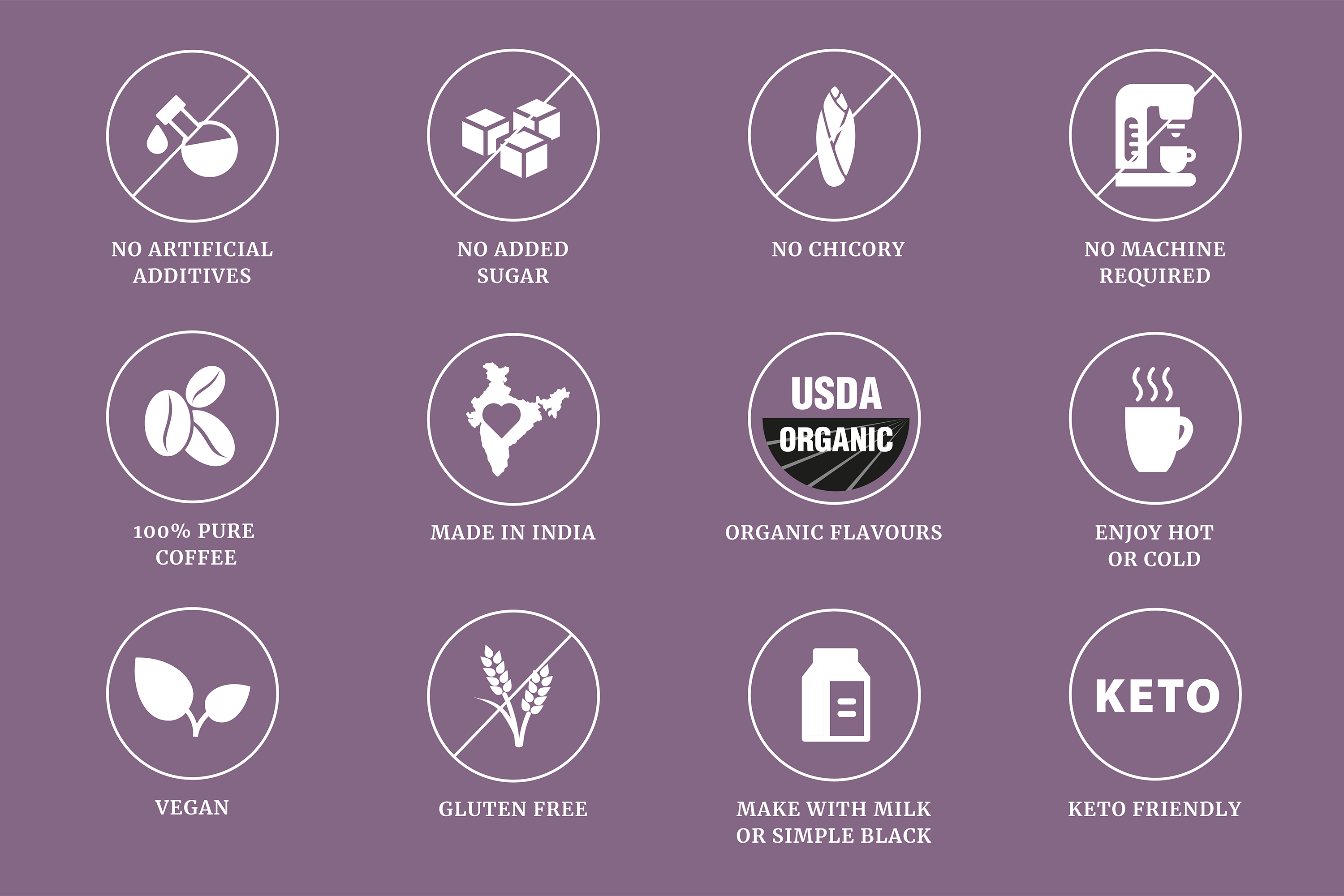 Raat ki Rani Espresso Instant Coffee Powder 100gms product features No artificial additives, no added sugar, organic flavors, keto-friendly, vegan, and gluten-free.